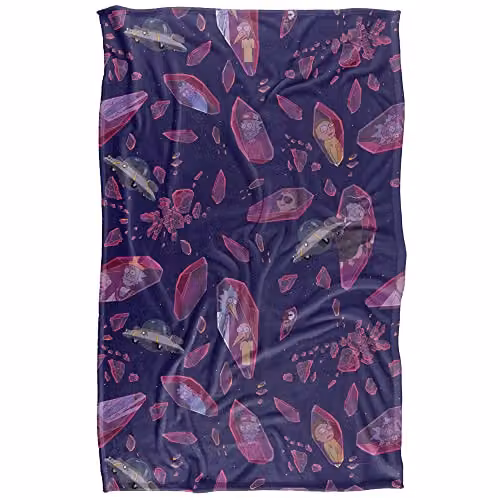 LOGOVISION Rick and Morty Crystal Starfield Super Soft Fleece Throw Blanket, Purple/Multicolour, W/D/H: 91 x 147 cm
