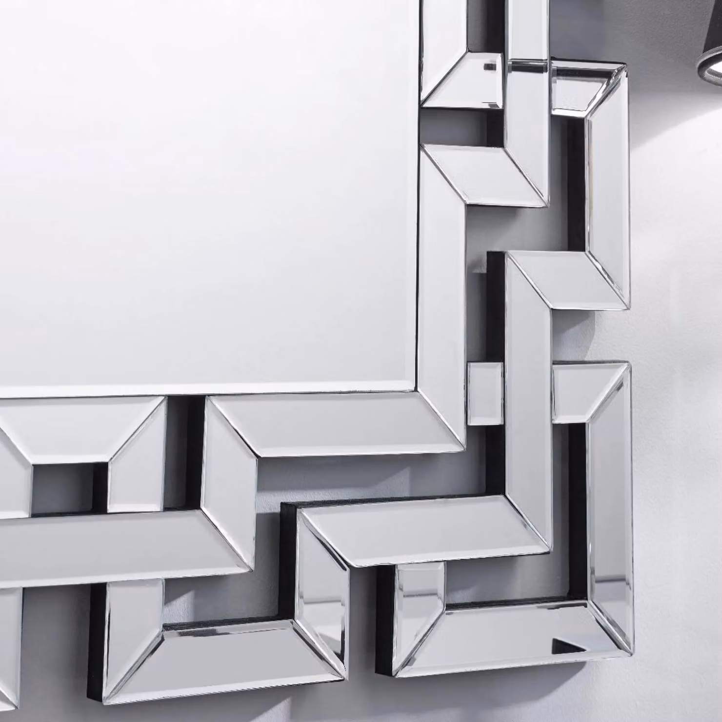 FurnitureboxUK Venetian Large Rectangular Wall Mirror with Silver Patterned Glass Frame, W: 100 cm, H: 66 cm – 2