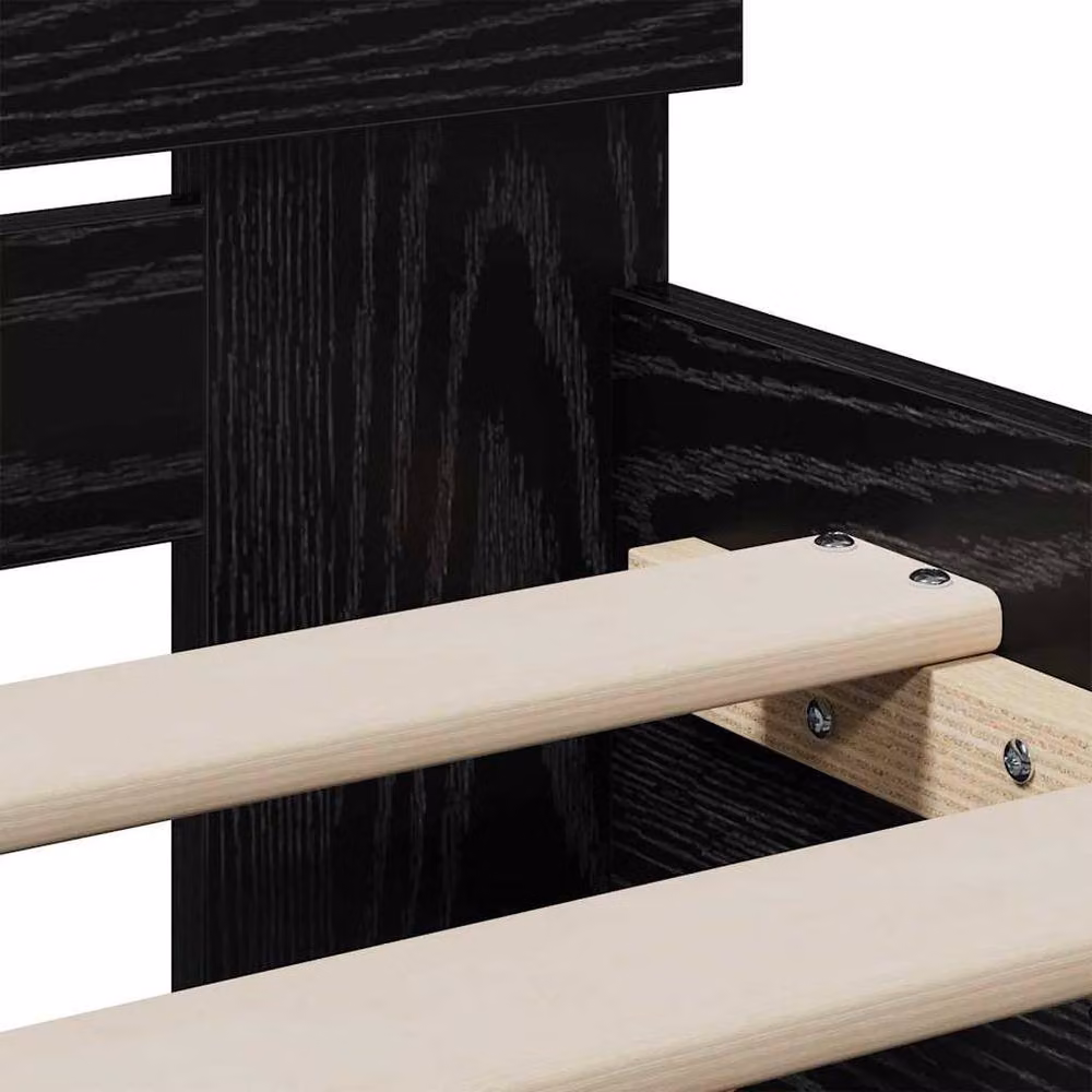 Berkfield Home Modern Bed Frame with Headboard in Black Oak, W/D/H: 90 x 200 cm – 6