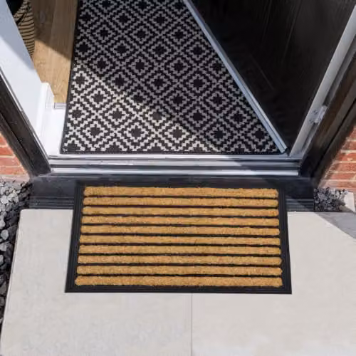 JVL Tuffscrape Coir and Rubber Backed Entrance Doormat, Brown Striped, W: 40 cm, D: 60 cm – 7