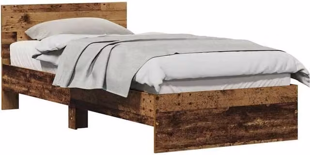 Berkfield Home Compact Wooden Bed Frame with Headboard in Brown, W/D/H: 75 x 190 x 75 cm – 1