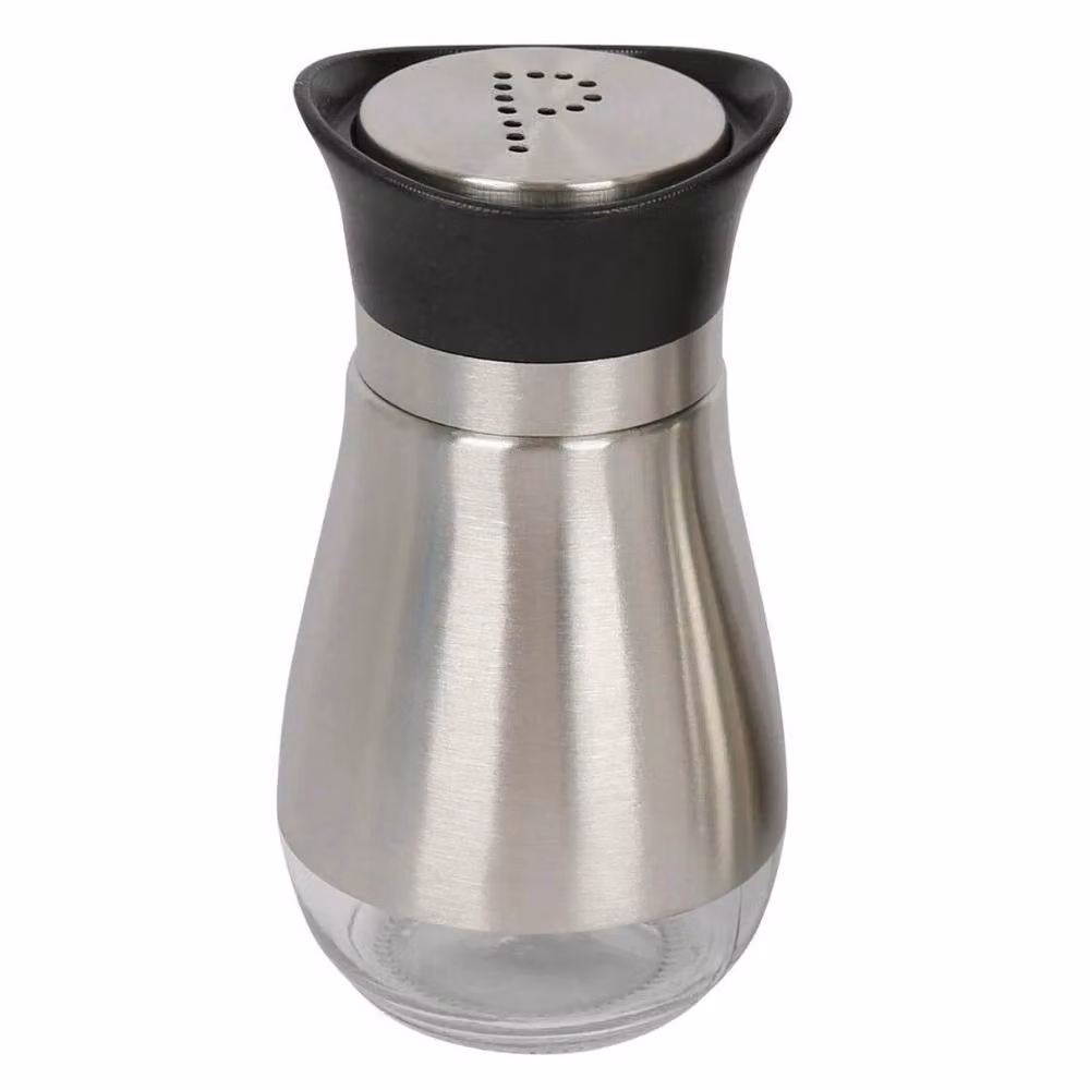 EONLION Refillable Stainless Steel and Glass Salt and Pepper Shakers Set in Silver and Transparent – 3