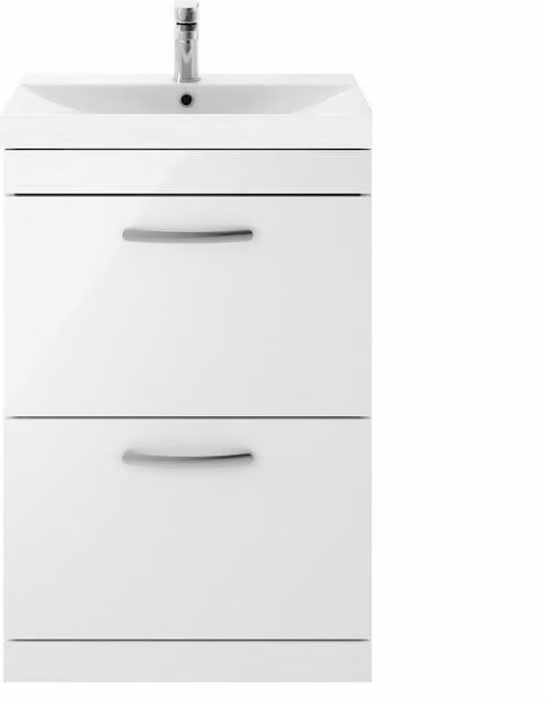 Balterley Millwich Contemporary 2 Drawer Vanity Basin Unit, Gloss White, Width: 60 cm