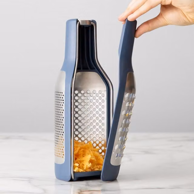 Chef'n Tower 2-in-1 Box and Plane Grater with Stainless Steel Blades, Blue