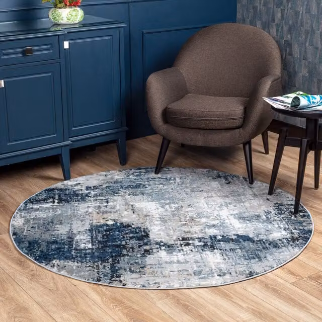 Livabliss Jolie Modern Abstract Marble Rug in Blue, Grey, Beige and Black, W: 200 cm, L: 275 cm – 1