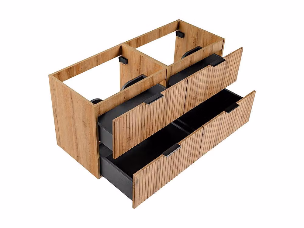 Vente-unique Wall-Mounted Striped Vanity Unit in Light Oak, W: 120 cm, D: 46 cm, H: 57 cm – 3