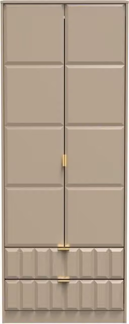 2 U Metro Ready Assembled 2 Door 2 Drawer Wardrobe in Light Brown