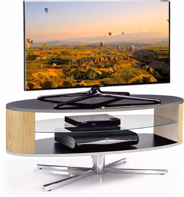 MDA Designs Orbit TV Cabinet with Elliptic Sides in Black Oak, W/D/H: 110.0 x 38.0 x 41.0 cm