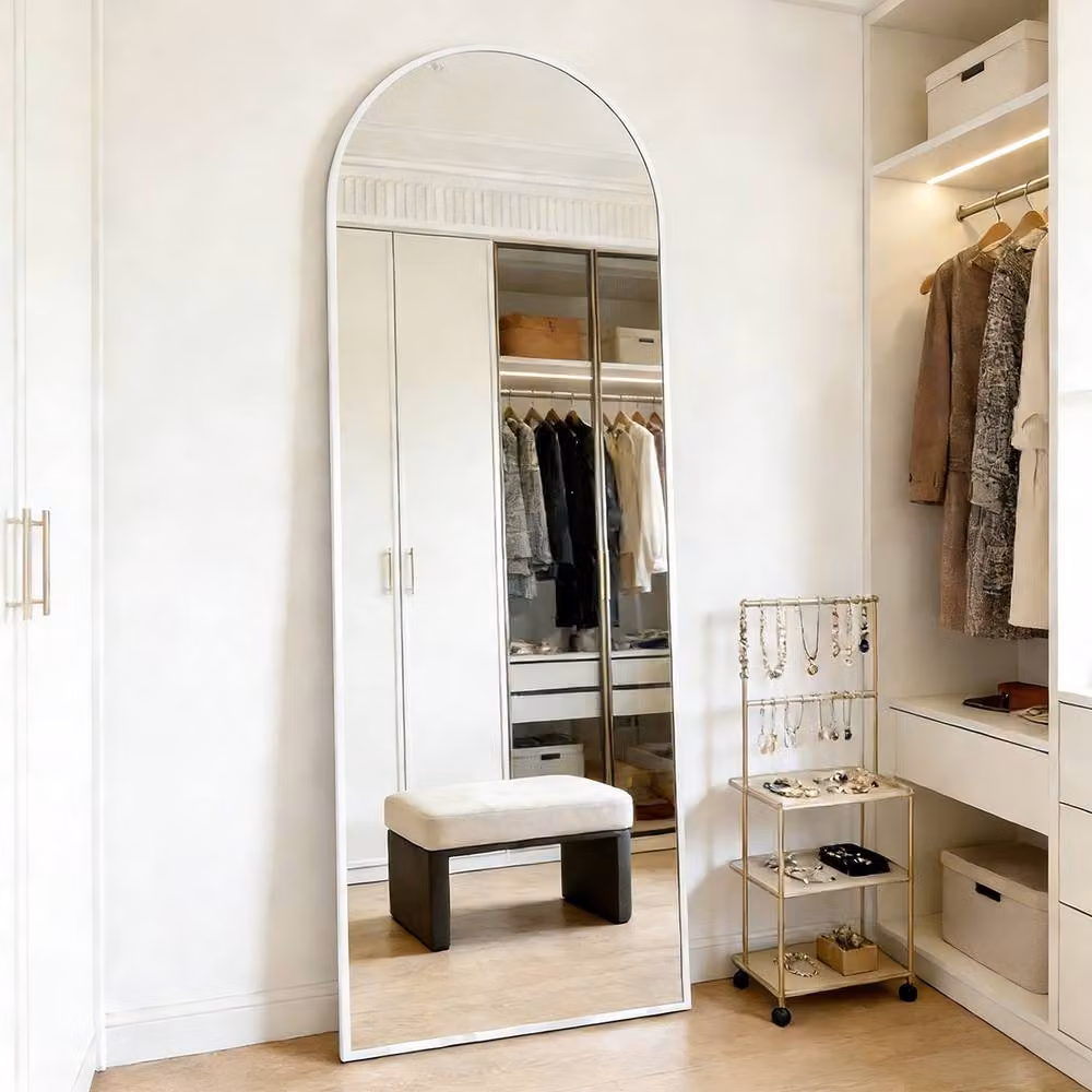 CASSILANDO Modern White Arch Floor Mirror, H 162 cm x W 53 cm x D 1.4 cm – 2