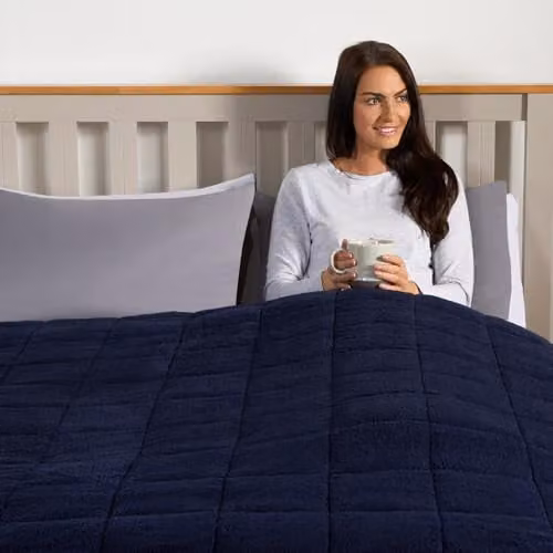 OHS Teddy Fleece Sensory Weighted Blanket for Adults, Blue, W: 125 cm, L: 180 cm, 6kg – 1