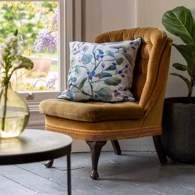 Linda Barker Dotties Love Piped Filled Velvet Cushion, Blueberry Blue and Green, W/D/H: 50 x 50 x 50 cm