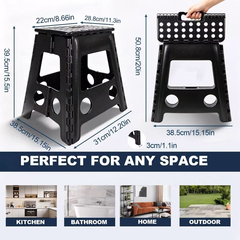 SPETLEK Large Folding Step Stool with Handle, Black, 150kg Capacity – 2