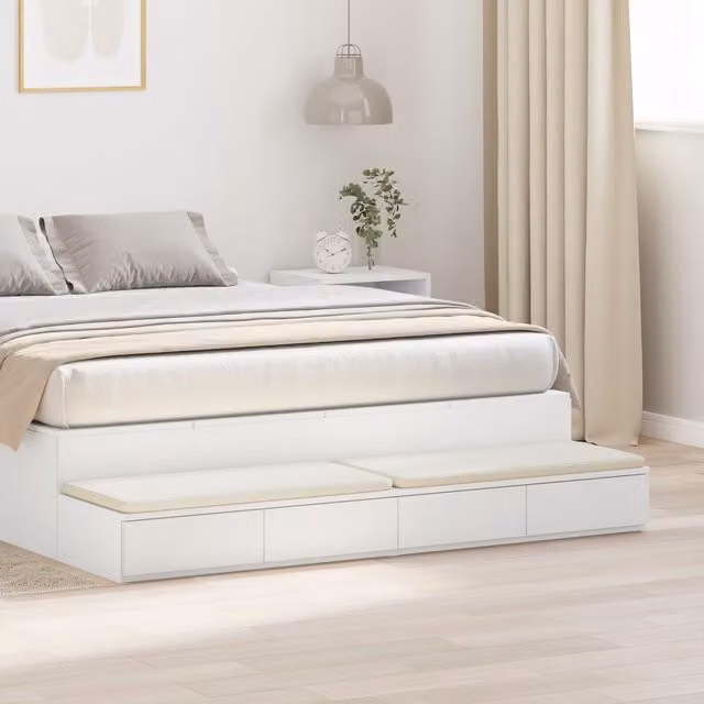 Berkfield Home White Bed Drawers in MDF, W/D/H: 135 x 36.5 x 16.5 cm