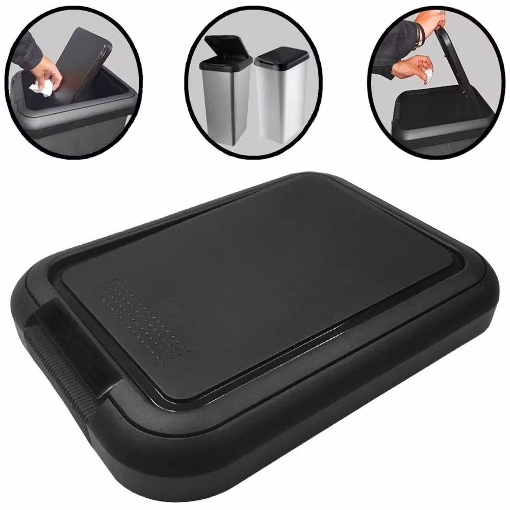 Hinsinc 45L Black Plastic Rectangular Touch Top Bin – 3