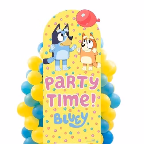 Star Cutouts Bluey & Bingo Balloon Party Backdrop Cardboard Cutout, Multicolour, Height: 185 cm – 1