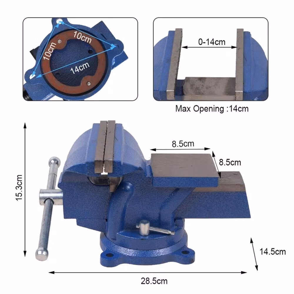 Kelvenix 6 inch Heavy Duty Engineer Vice with Swivel Base in Blue – 2