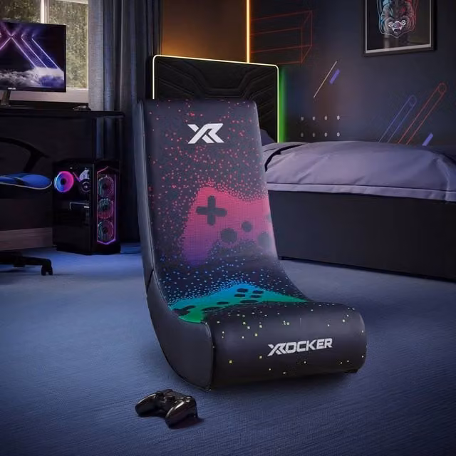 X Rocker Pixel Video Rocker Gaming Chair for Kids in Black