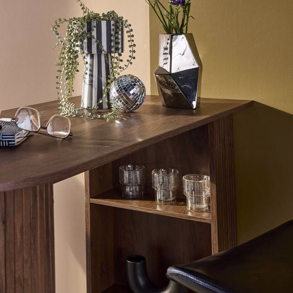 sweeek Modern Rectangular Bar Table with Storage in Brown, W/D/H: 120 x 40 x 100 cm – 3