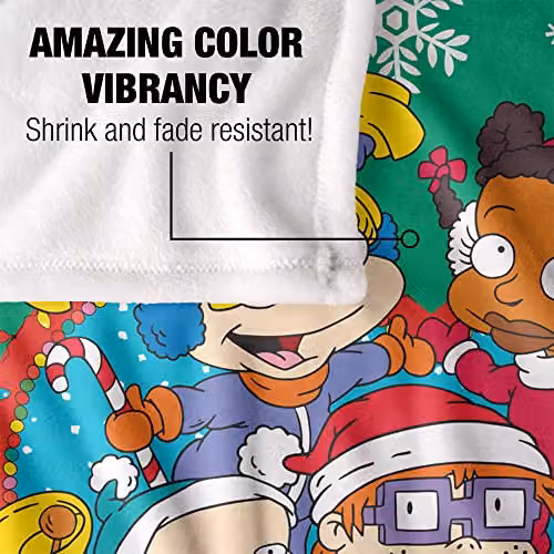 LOGOVISION Nickelodeon Rugrats Group Christmas Super Soft Microfibre Fleece Throw Blanket in White and Multicolour, W/D/H: 152 x 127 cm – 3