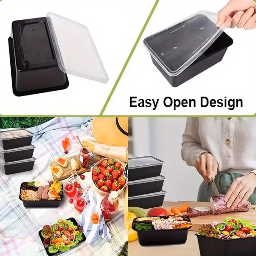 NESTLUNE 30 Reusable Black Plastic Food Containers with Snap Lids, 500 ml each – 6