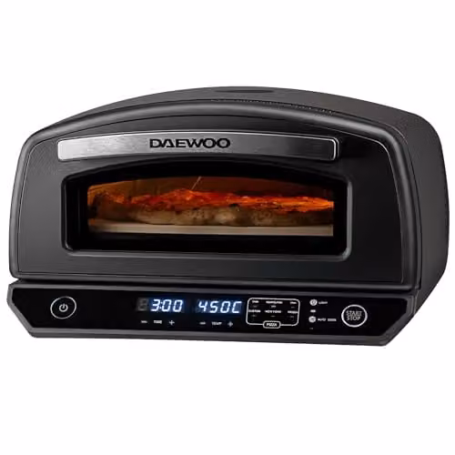 Daewoo Napolicasa 12 Inch Digital Electric Pizza Oven with Full Pizza Making Kit, Black