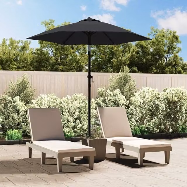 Berkfield Home Anthracite Aluminium Parasol with Black Polyester Canopy, W: 200 cm, H: 224 cm