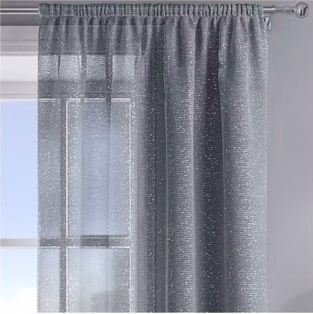 Velosso Alessandria Sheer Voile Fabric Panel with Rod Pocket in Dark Grey, Width: 137 cm, Height: 137 cm