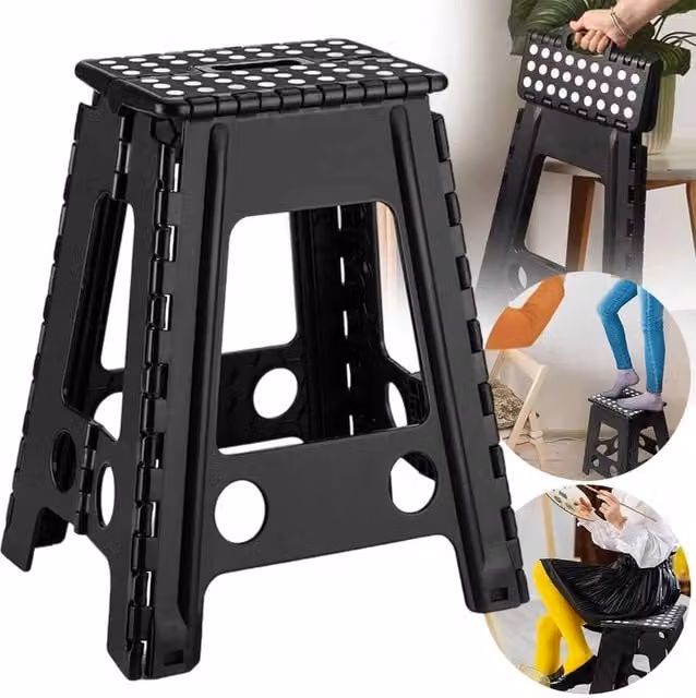SPETLEK Large Folding Step Stool with Handle, Black, 150kg Capacity – 1