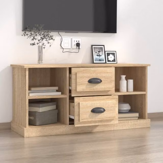 Berkfield Home Modern TV Cabinet in Light Oak Sonoma Oak, W: 99.5 cm, D: 35.5 cm, H: 48 cm