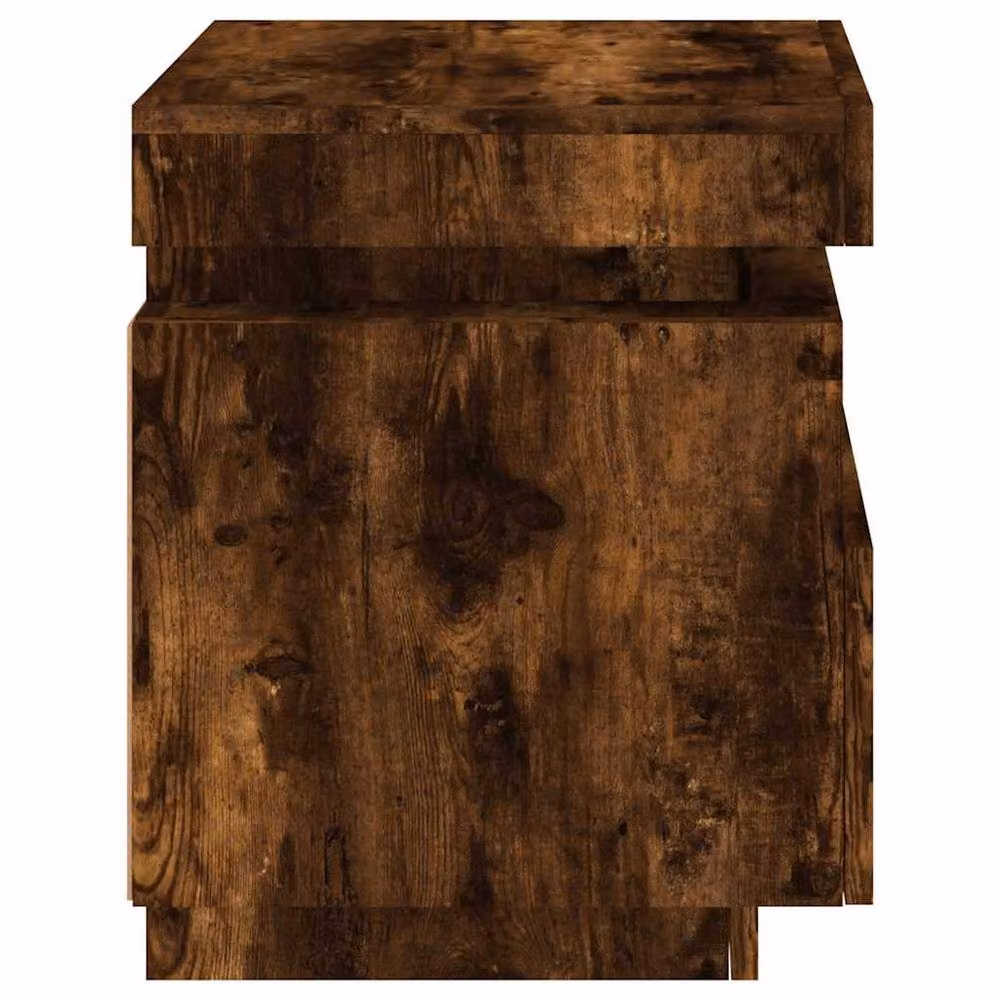 Berkfield Home Set of 2 Decorative Bedside Cabinets with Integrated LED Lights in Smoked Oak Brown, W: 39 cm, D: 39 cm, H: 48.5 cm – 6
