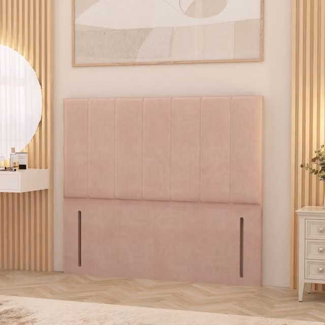 Somnior Beds Ltd Austin Plush Velvet Single Floor Standing Upholstered Headboard in Pink