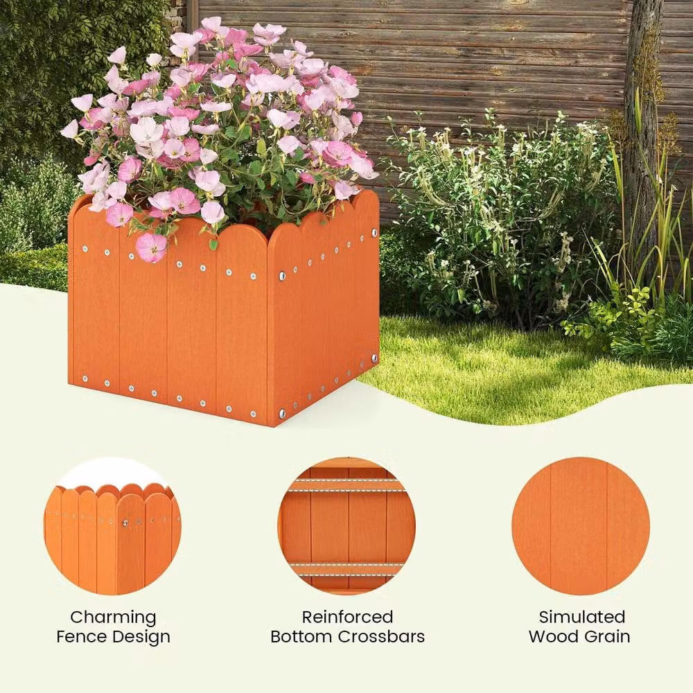 Costway 2 Pack Square HDPE Raised Garden Bed Planter Boxes in Orange, W/D/H: 32.0 x 25.0 x 30.0 cm – 7