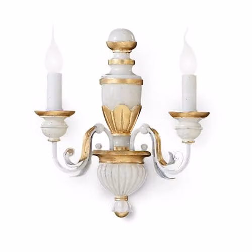 Ideal Lux AP2 Firenze Classic Metal Wall Light in White, H: 38 cm, W: 38 cm, D: 33 cm
