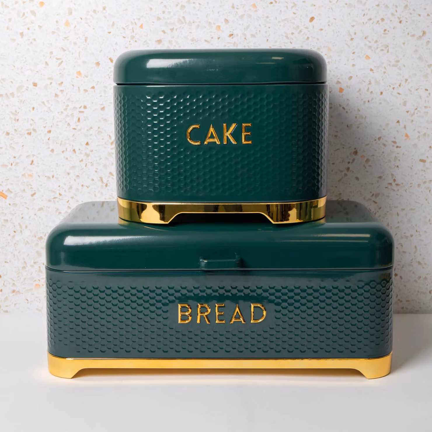 KitchenCraft 2 Piece Green Stainless Steel Kitchen Storage Set with Cake Tin and Bread Bin – 2