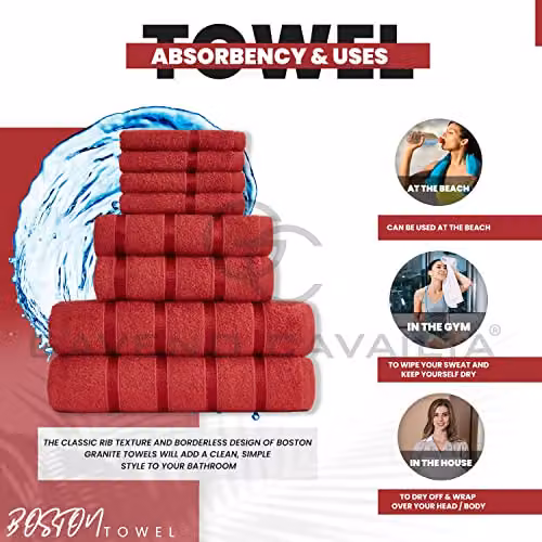 Gaveno Cavailia 8 Piece Red Cotton Boston Towel Bale Set – 4