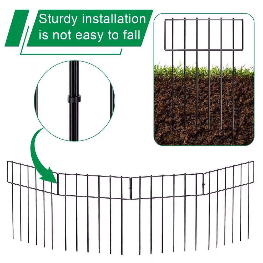 SPETLEK 25-Piece Black Rustproof Metal Round Garden Animal Barrier Fence – 3