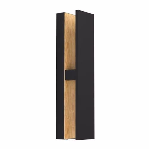 Eglo Costorio LED Outdoor Wall Spot Light in Black and Wood