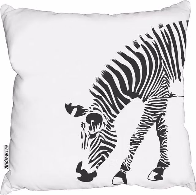 Andrew Lee White Graphic Zebra Square Cushion, W: 60 cm, H: 60 cm