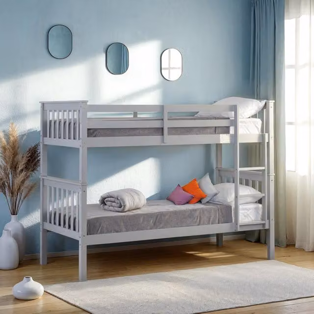 Seconique Erin Single Bunk Bed in Grey, W/D/H: 90 x 200 cm