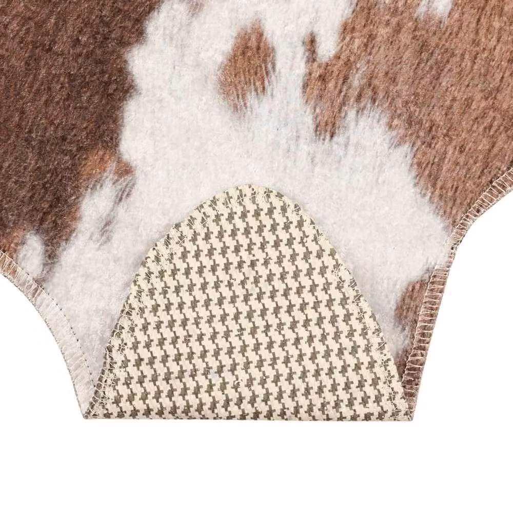 Berkfield Home Cow Pattern Washable Anti Slip Rug in Brown and White, Diameter: 120 cm – 2