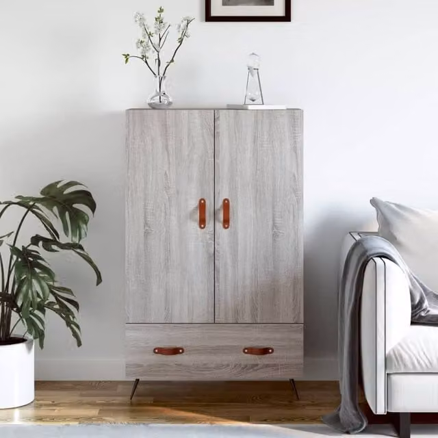 Berkfield Home Grey Sonoma Modern Highboard in Engineered Wood W/D/H: 69.5 x 31 x 115 cm – 1