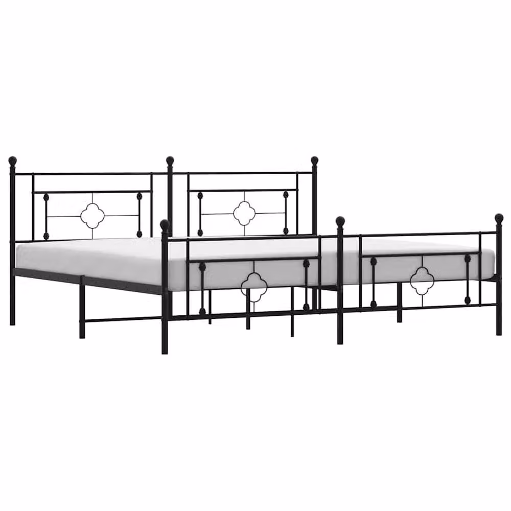Berkfield Home Metal Bed Frame with Footboard, Black, W/D/H: 193 x 203 x 97 cm – 2