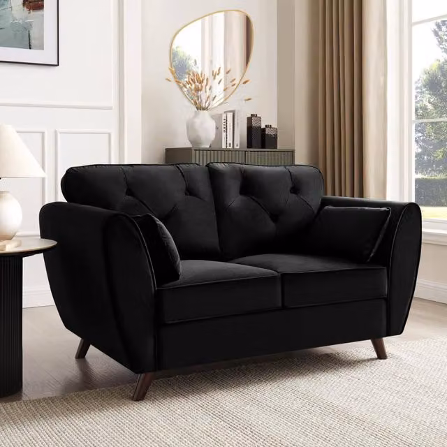 Home Detail Mona 2 Seater Chesterfield Sofa in Black Velvet – 2