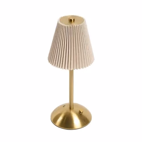 OHS Rechargeable Cordless LED Table Lamp with Touch Control in Natural Beige and Wood – 1