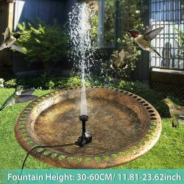 FLAVORA Solar Bird Bath Water Fountain, Black, W: 100 cm, D: 60 cm, H: 30 cm