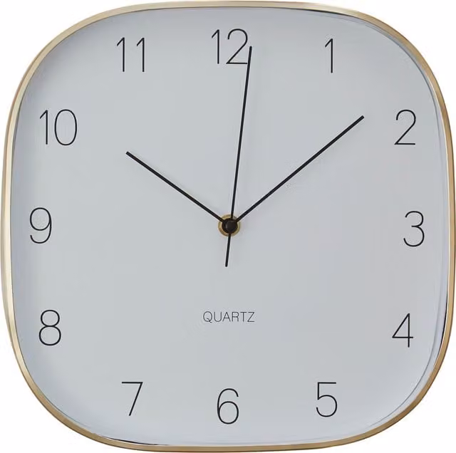 Interiors by Premier Elko Retro Square Analog Wall Clock in Gold Finish, Diameter: 29 cm