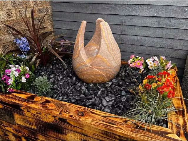 Tranquillity Water Features Sandstone Tulip Stone Water Feature, Grey, Height: 50 cm