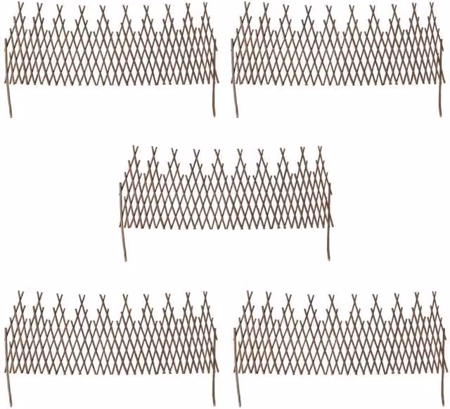 Berkfield Home Willow Trellis Fence, 5 Piece Woven Wood Mat in Brown
