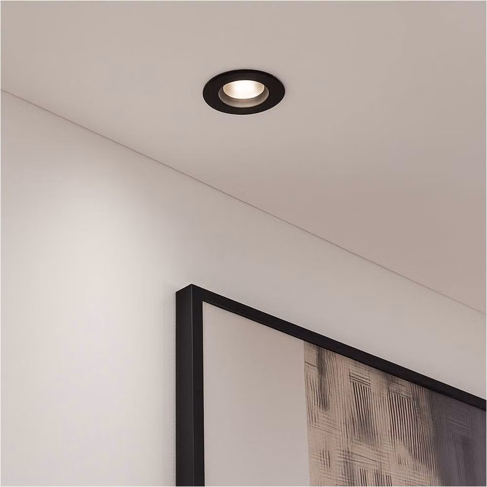 Loops Modern Black Round LED Ceiling Spotlight with Included Bulb – 2