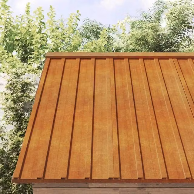 Berkfield Home 12-Piece Corrugated Corten Steel Roof Panels in Brown, W/H: 100 x 44 cm